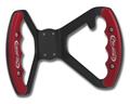 C42-484-B-D-BLK - BUTTERFLY STEERING WHEEL WITH TABS - DRILLED (Red Grips on Brilliance Anodized Black Wheel)