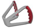 C42-484-D - BUTTERFLY STEERING WHEEL - DRILLED (Red Grips on Brilliance Anodized Silver Wheel)