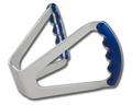 C42-486-D - BUTTERFLY STEERING WHEEL - DRILLED (Blue Grips on Brilliance Anodized Silver Wheel)