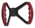 C42-484-D-BLK - BUTTERFLY STEERING WHEEL - DRILLED (Red Grips on Brilliance Anodized Black Wheel)