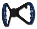 C42-486-B-BLK - BUTTERFLY STEERING WHEEL WITH TAB - UNDRILLED (Blue Grips on Brilliance Anodized Black Wheel)
