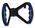 C42-486-B-D-BLK - BUTTERFLY STEERING WHEEL WITH TABS- DRILLED (Blue Grips on Brilliance Anodized Black Wheel)