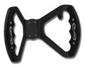 C42-487-B-D-BLK - BUTTERFLY STEERING WHEEL WITH TAB - DRILLED (Black Grips on Brilliance Anodized Black Wheel)