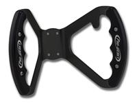 BUTTERFLY STEERING WHEEL WITH TABS - DRILLED (Black Grips on Brilliance Anodized Black Wheel)