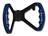 BUTTERFLY STEERING WHEEL WITH TABS- DRILLED (Blue Grips on Brilliance Anodized Black Wheel)